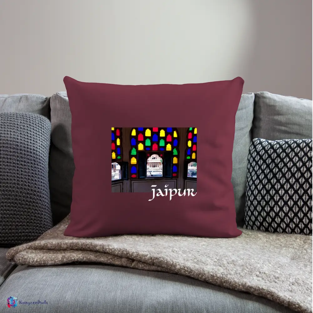 Jaipur Throw Pillow Cover 18” x 18” - burgundy