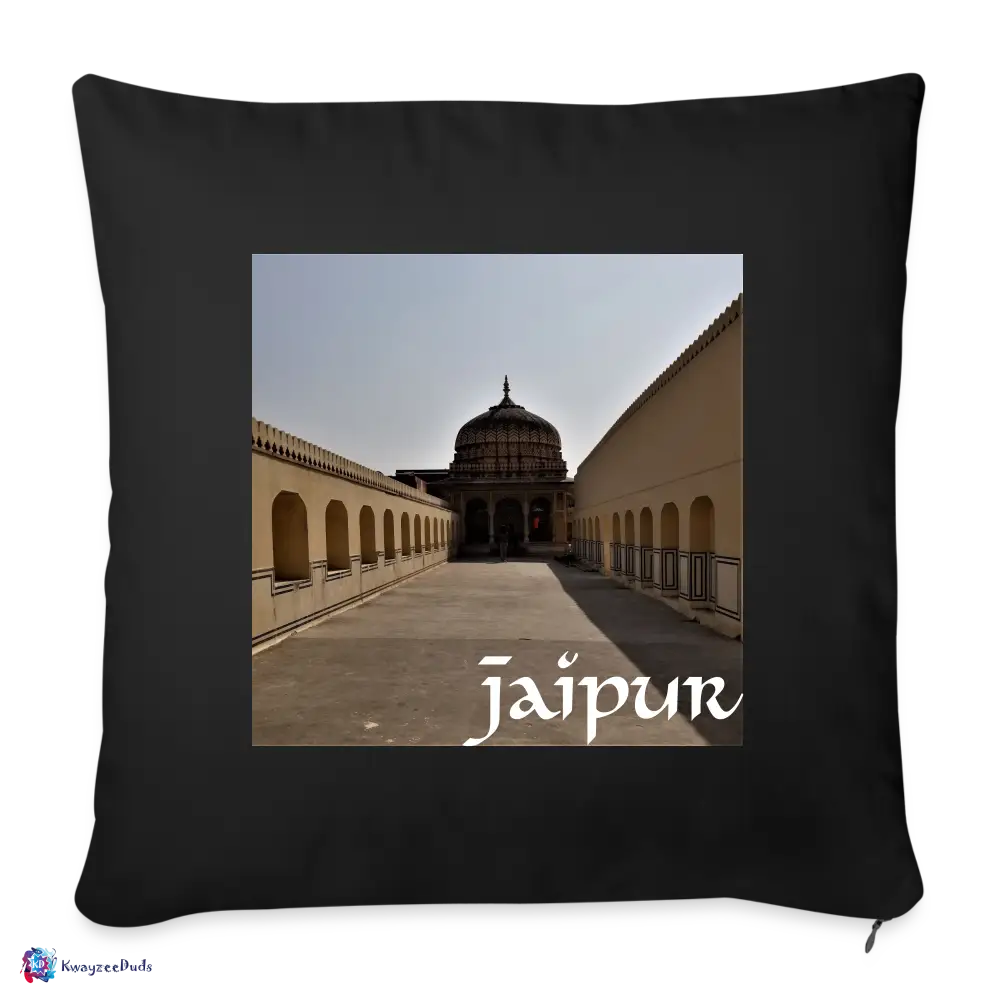 Jaipur Throw Pillow Cover 18” x 18” - black