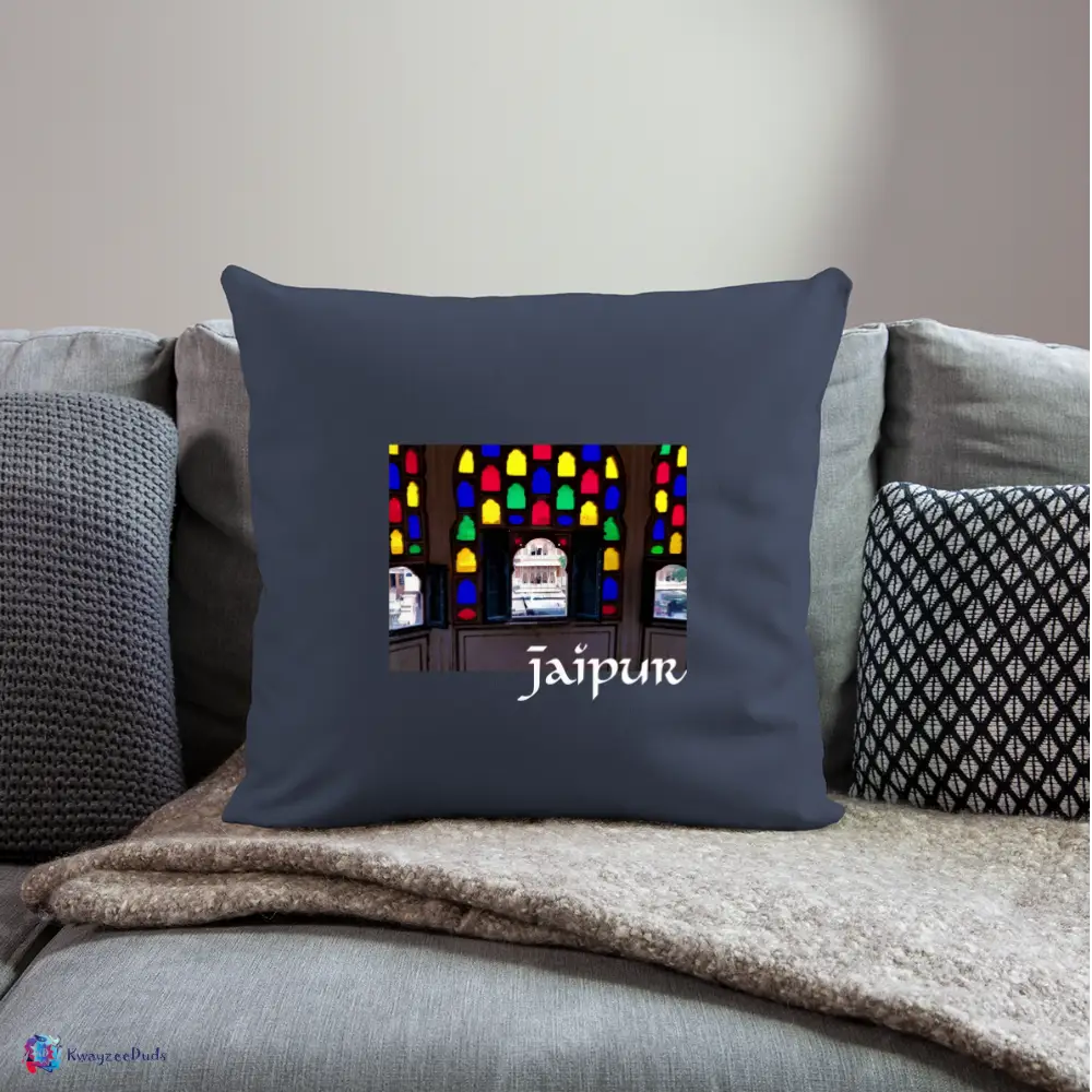 Jaipur Throw Pillow Cover 18” x 18” - navy