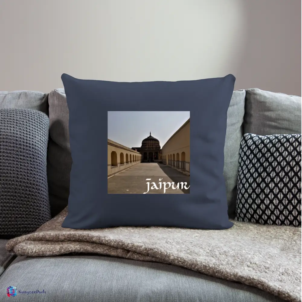 Jaipur Throw Pillow Cover 18” x 18” - navy