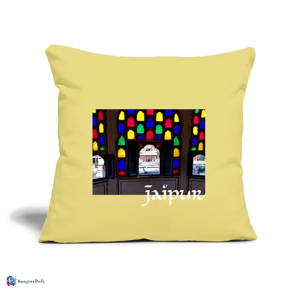 Jaipur Throw Pillow Cover 18” x 18” - washed yellow