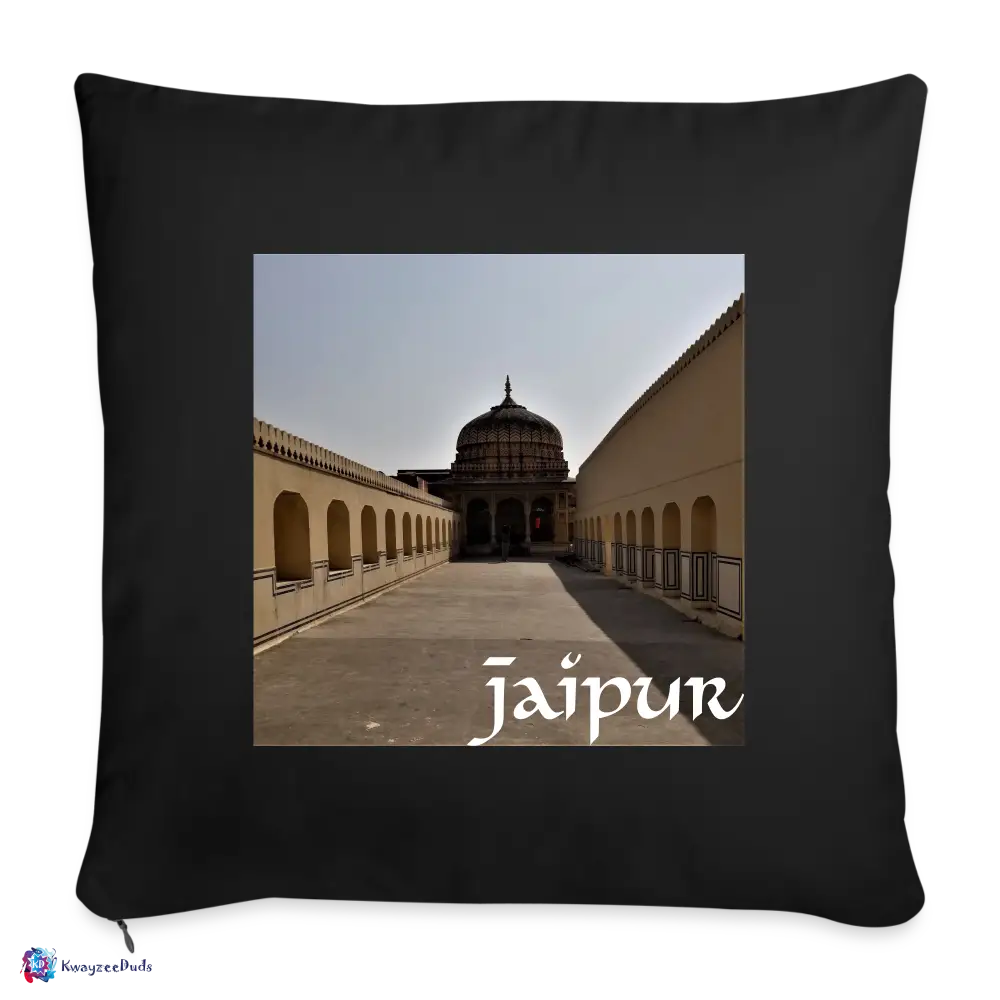 Jaipur Throw Pillow Cover 18” x 18” - black