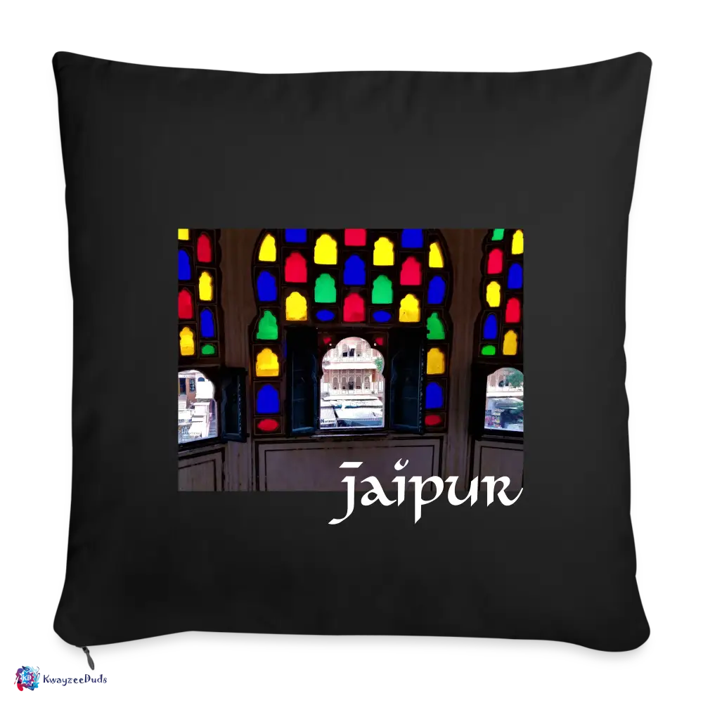 Jaipur Throw Pillow Cover 18” x 18” - black