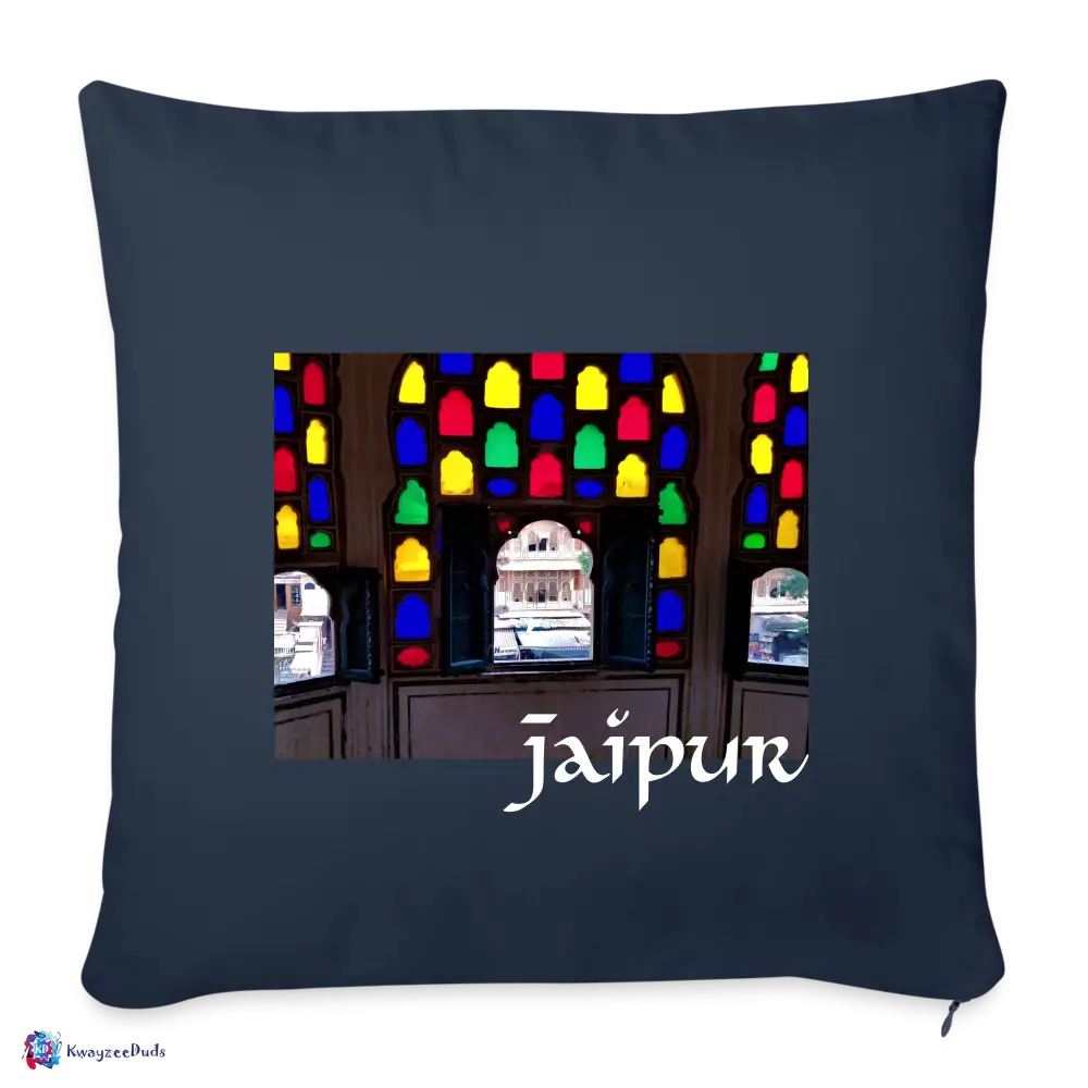 Jaipur Throw Pillow Cover 18” x 18” - navy