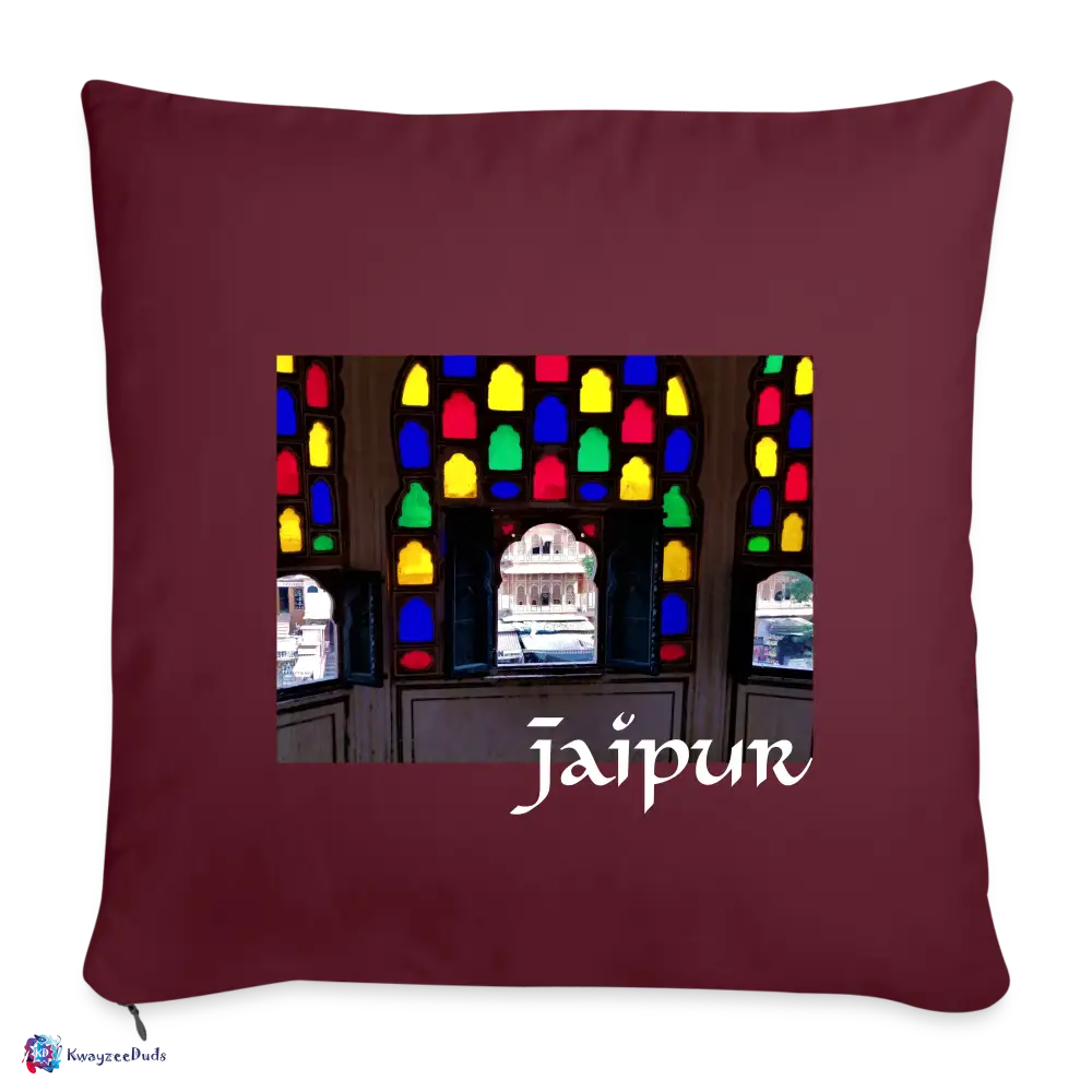 Jaipur Throw Pillow Cover 18” x 18” - burgundy