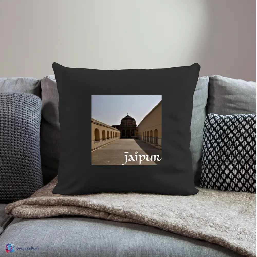 Jaipur Throw Pillow Cover 18” x 18” - black