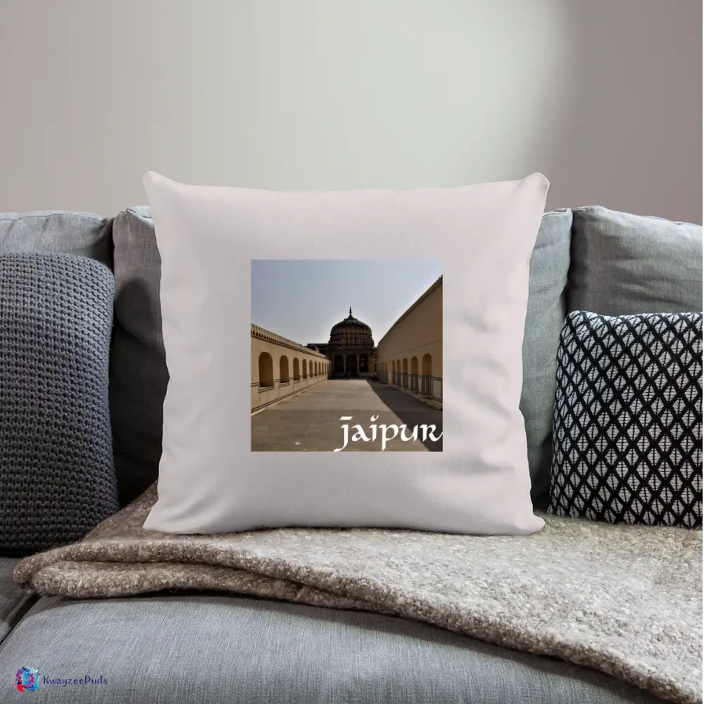 Jaipur Throw Pillow Cover 18” x 18” - light taupe