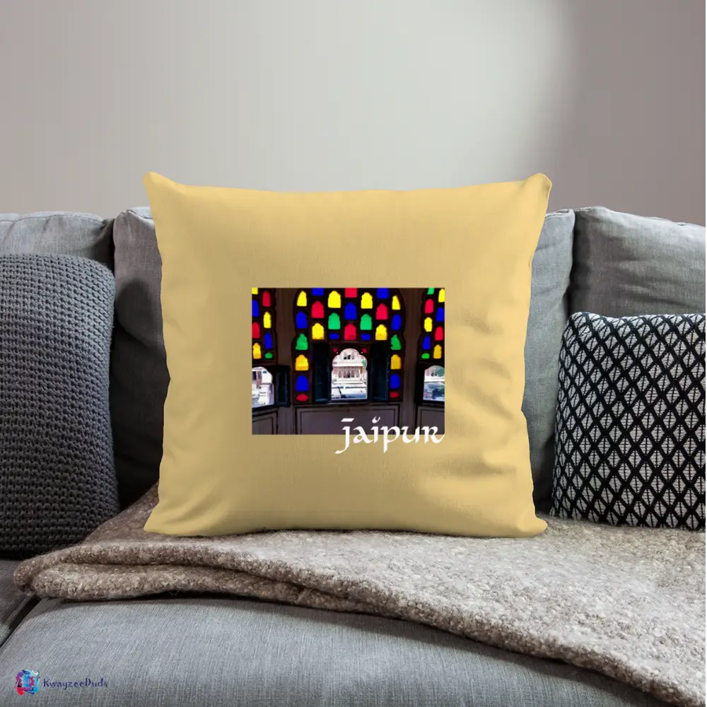Jaipur Throw Pillow Cover 18” x 18” - washed yellow