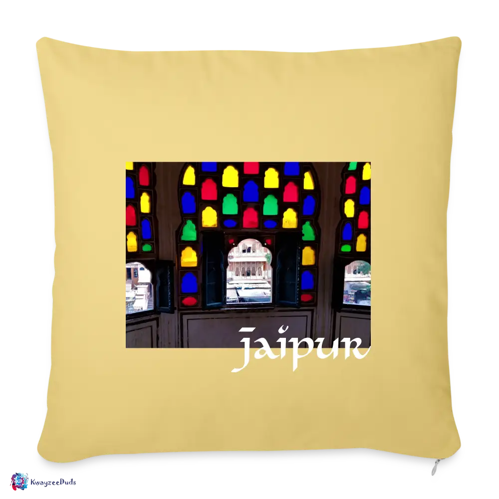 Jaipur Throw Pillow Cover 18” x 18” - washed yellow