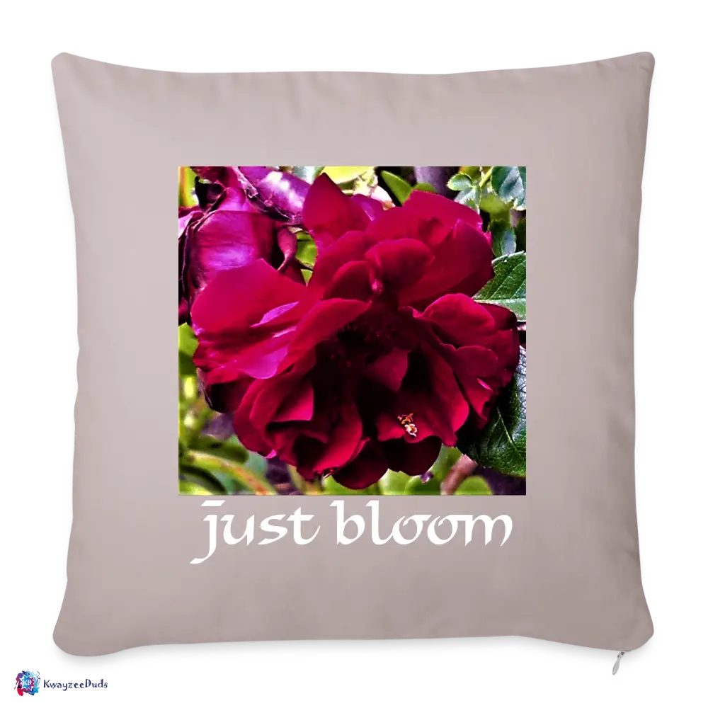 Just Bloom Rose Throw Pillow Cover 18” x 18” - light taupe
