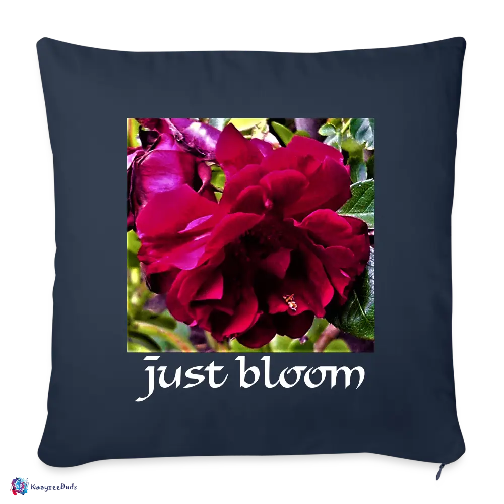Just Bloom Rose Throw Pillow Cover 18” x 18” - navy