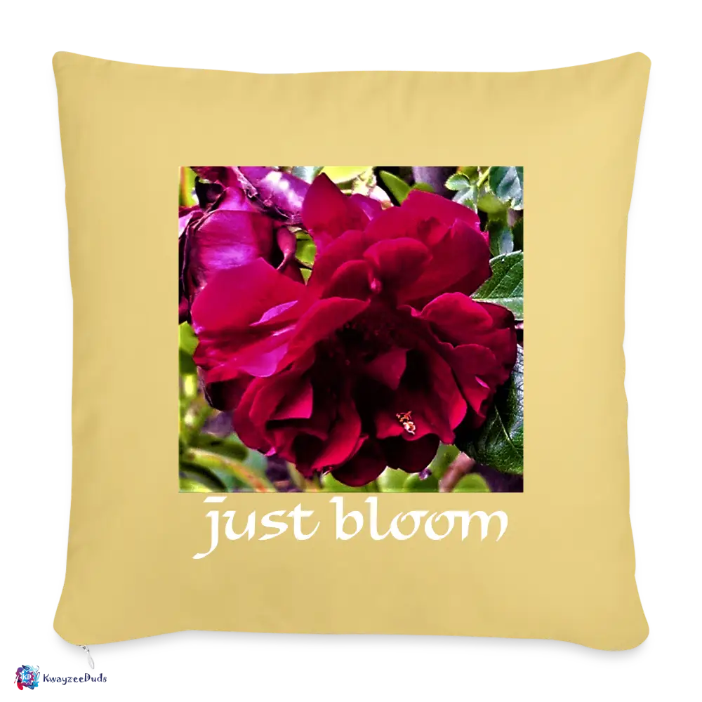 Just Bloom Rose Throw Pillow Cover 18” x 18” - washed yellow