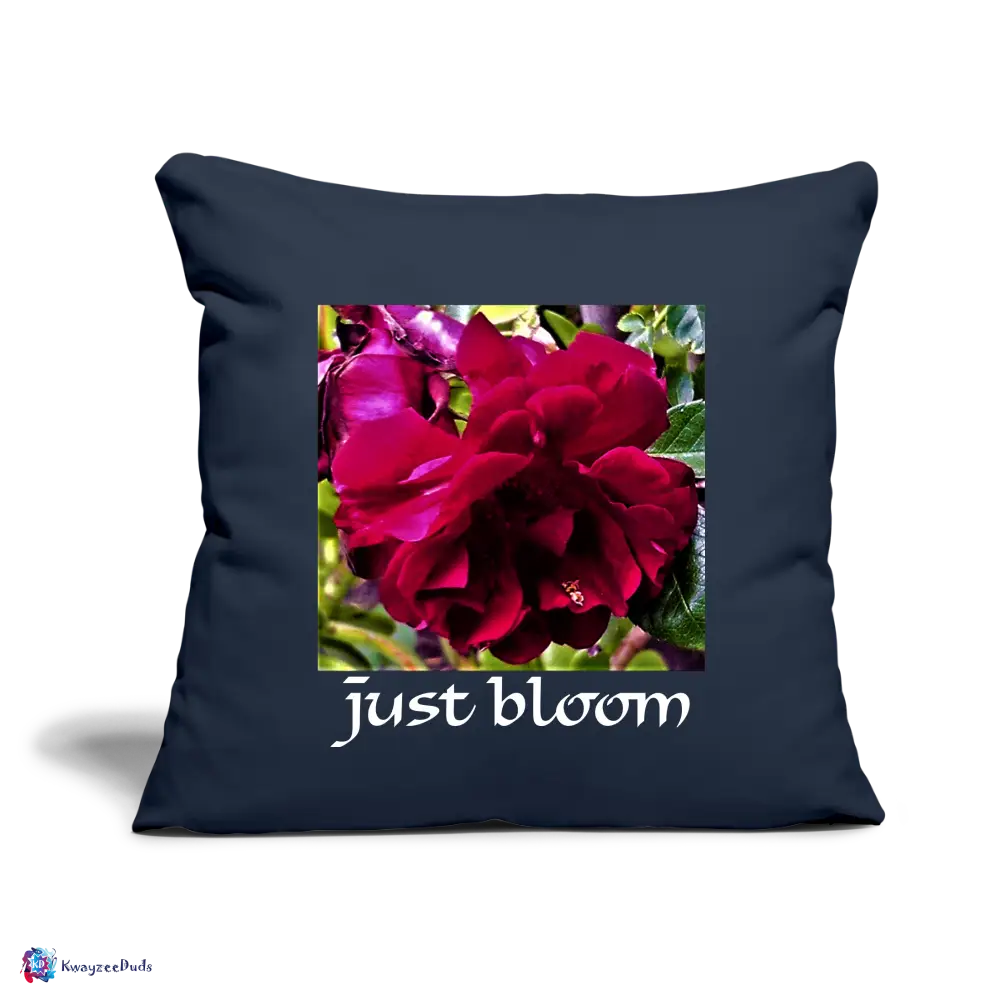 Just Bloom Rose Throw Pillow Cover 18” x 18” - navy