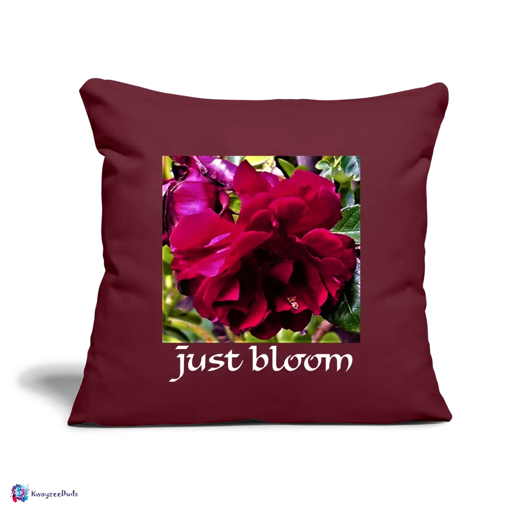 Just Bloom Rose Throw Pillow Cover 18” x 18” - burgundy
