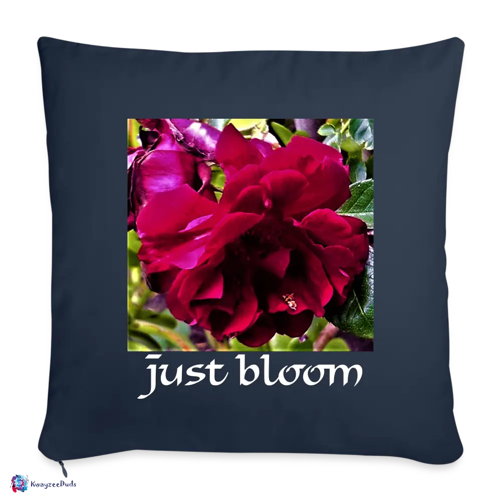 Just Bloom Rose Throw Pillow Cover 18” x 18” - navy