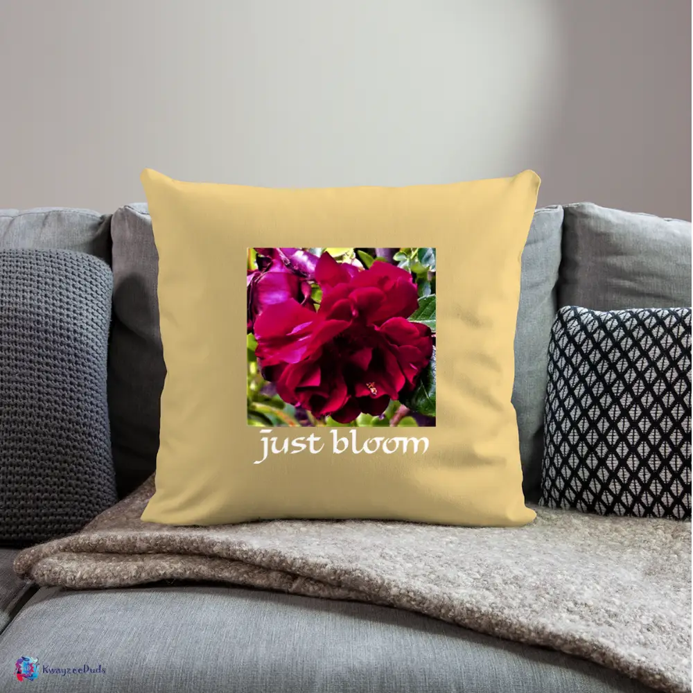 Just Bloom Rose Throw Pillow Cover 18” x 18” - washed yellow