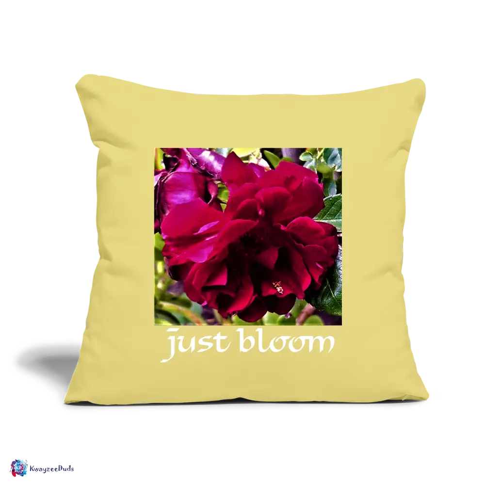 Just Bloom Rose Throw Pillow Cover 18” x 18” - washed yellow
