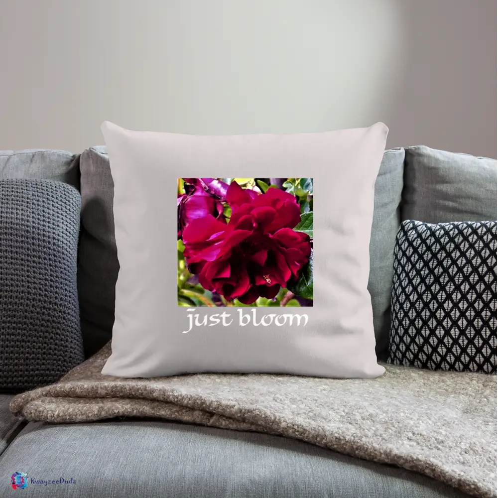 Just Bloom Rose Throw Pillow Cover 18” x 18” - light taupe