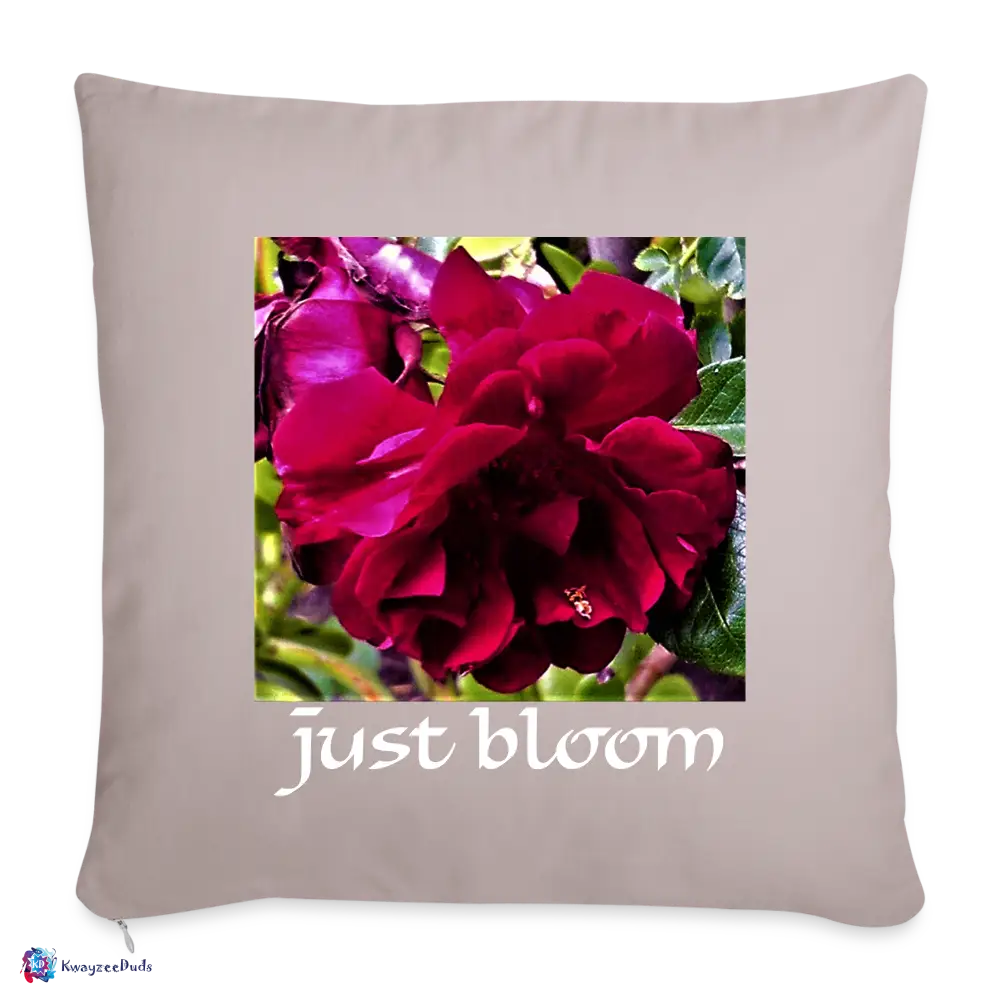 Just Bloom Rose Throw Pillow Cover 18” x 18” - light taupe