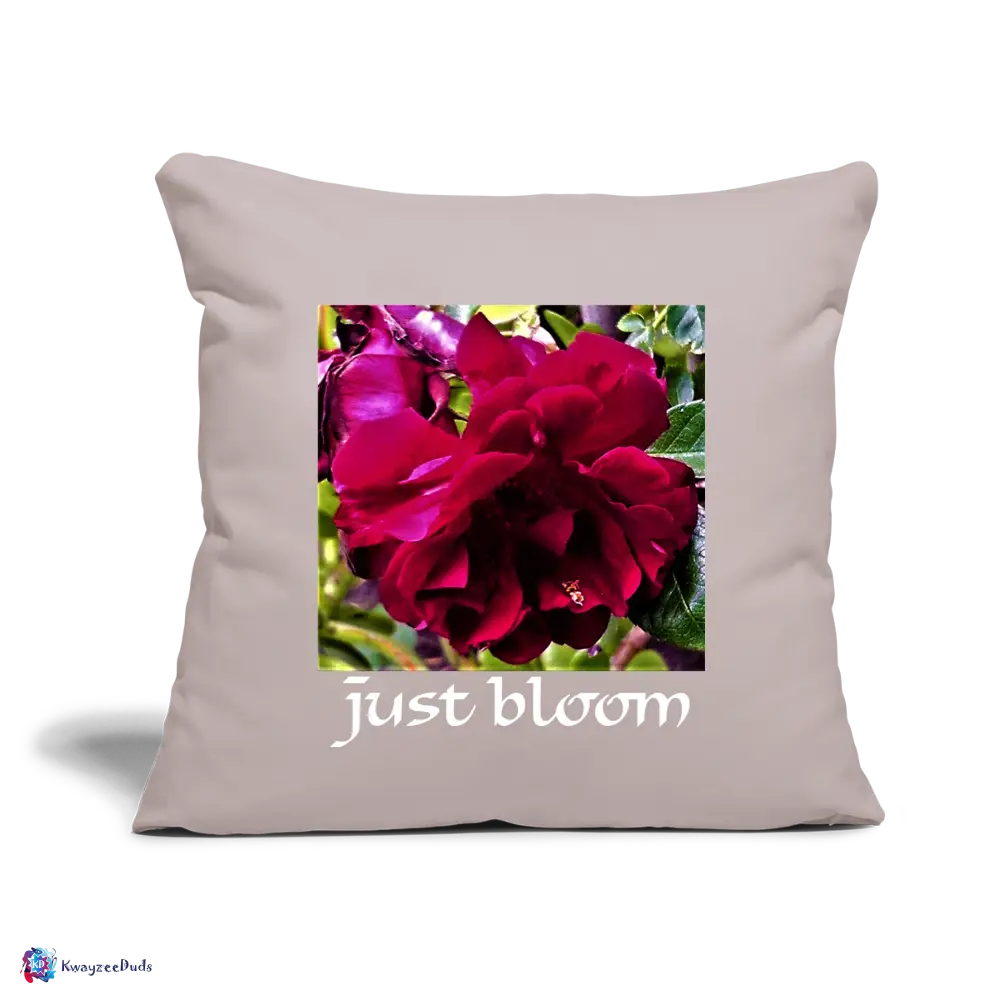 Just Bloom Rose Throw Pillow Cover 18” x 18” - light taupe