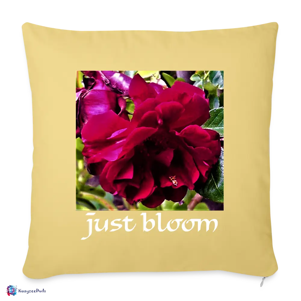Just Bloom Rose Throw Pillow Cover 18” x 18” - washed yellow