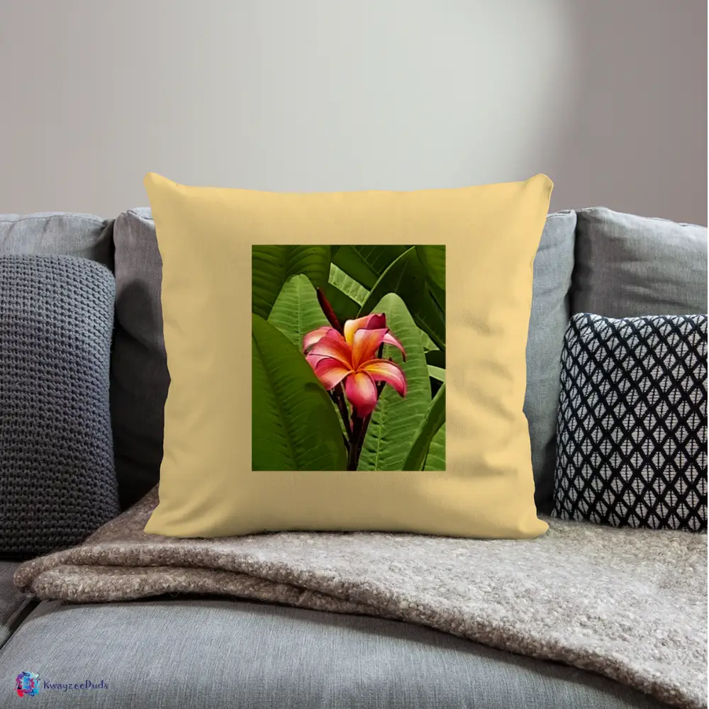 Lodi Garden Lily Throw Pillow Cover 18” x 18” - washed yellow