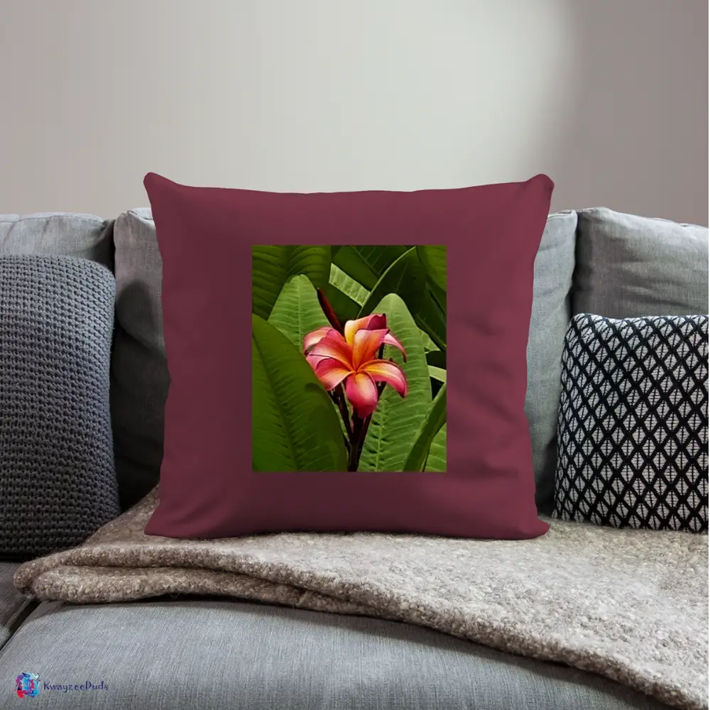 Lodi Garden Lily Throw Pillow Cover 18” x 18” - burgundy