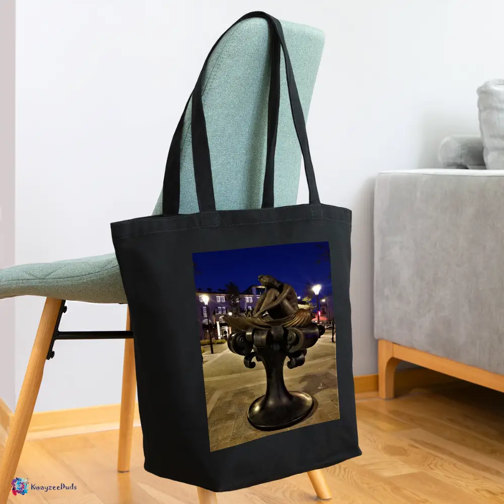 Saint-Tropez, Statue of Brigitte Bardot Eco-Friendly Cotton Tote - black