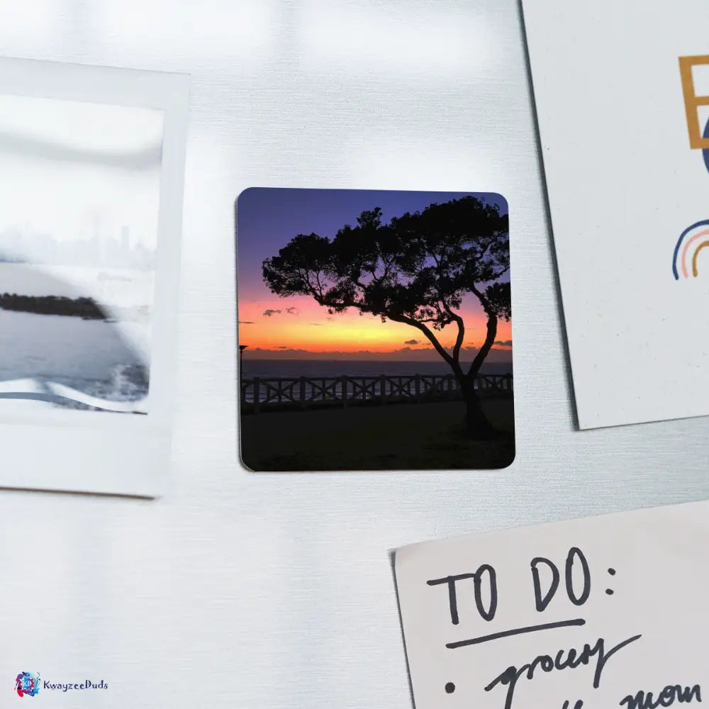 Santa Monica Tree Square Magnet - white