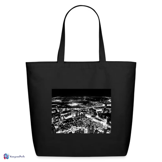 Dubai BnW From Burj Khalifa Eco-Friendly Cotton Tote - black