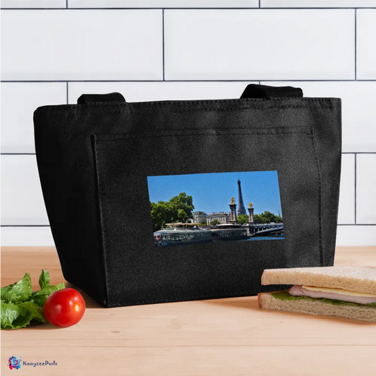 Eiffel Tower from Seine Lunch Bag - black