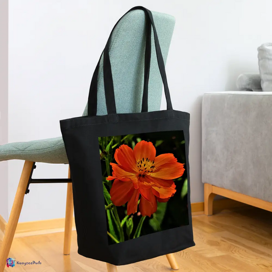 Giverny Sulfur Cosmos Eco-Friendly Cotton Tote - black