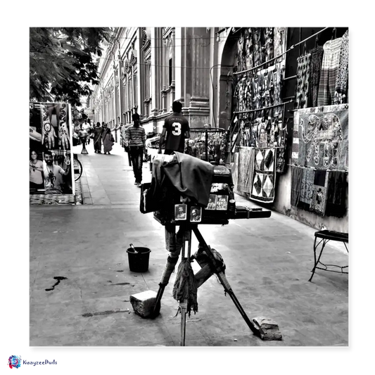 Jaipur Street Photography B/W Poster 8x8 - white